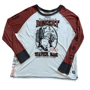 Double D Ranch Desert Water Bag Western Graphic Long Sleeve Shirt XL Embroidered
